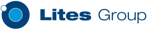 Lites Group logo with blue and white circular design and text.